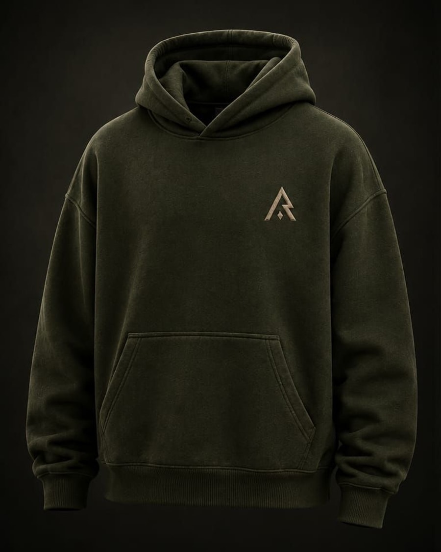 Olive Green hoodie, front